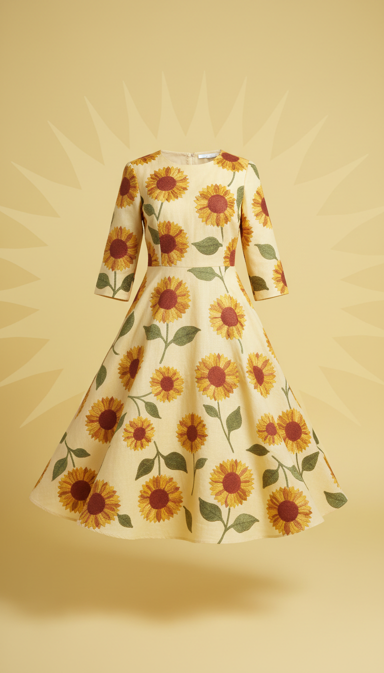 Buttercream Sunflower Embroidered Dress